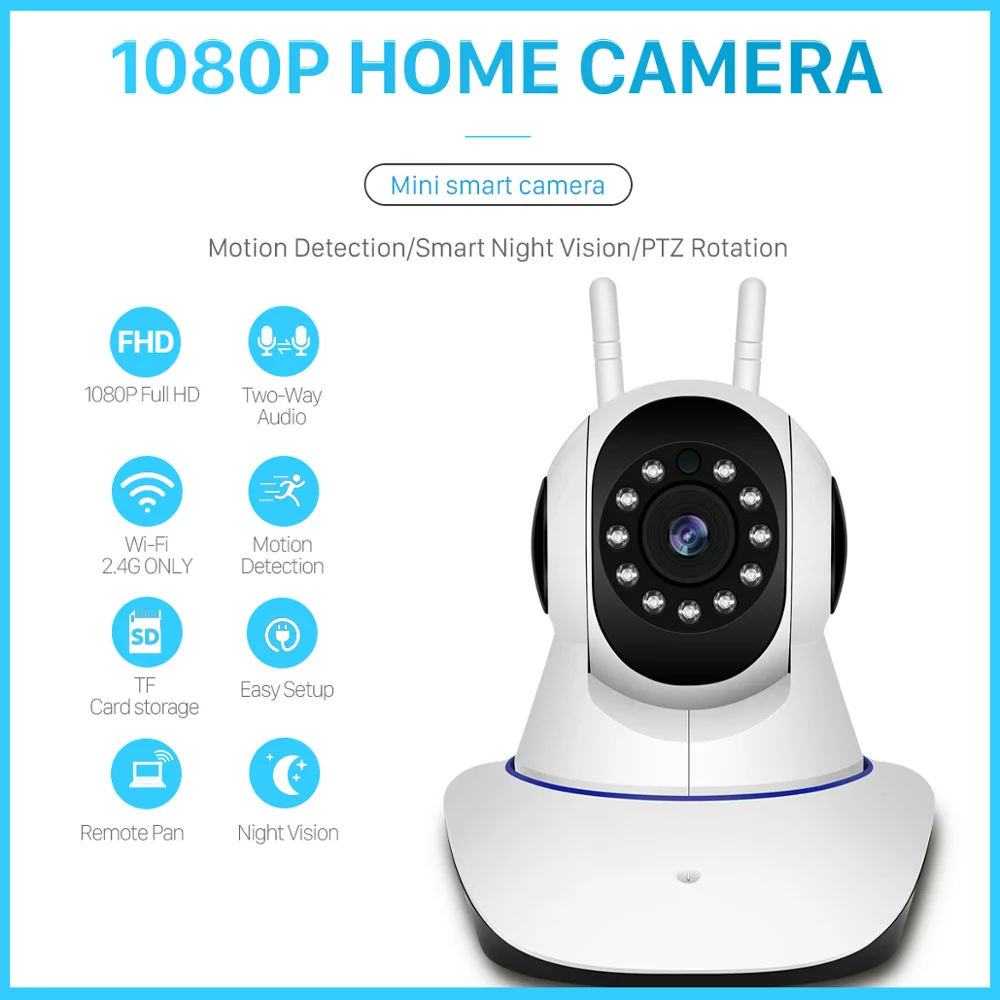 Беспроводная камера безопасности 720 p/1080 p Full HD WiFi для помещений наблюдения ночное