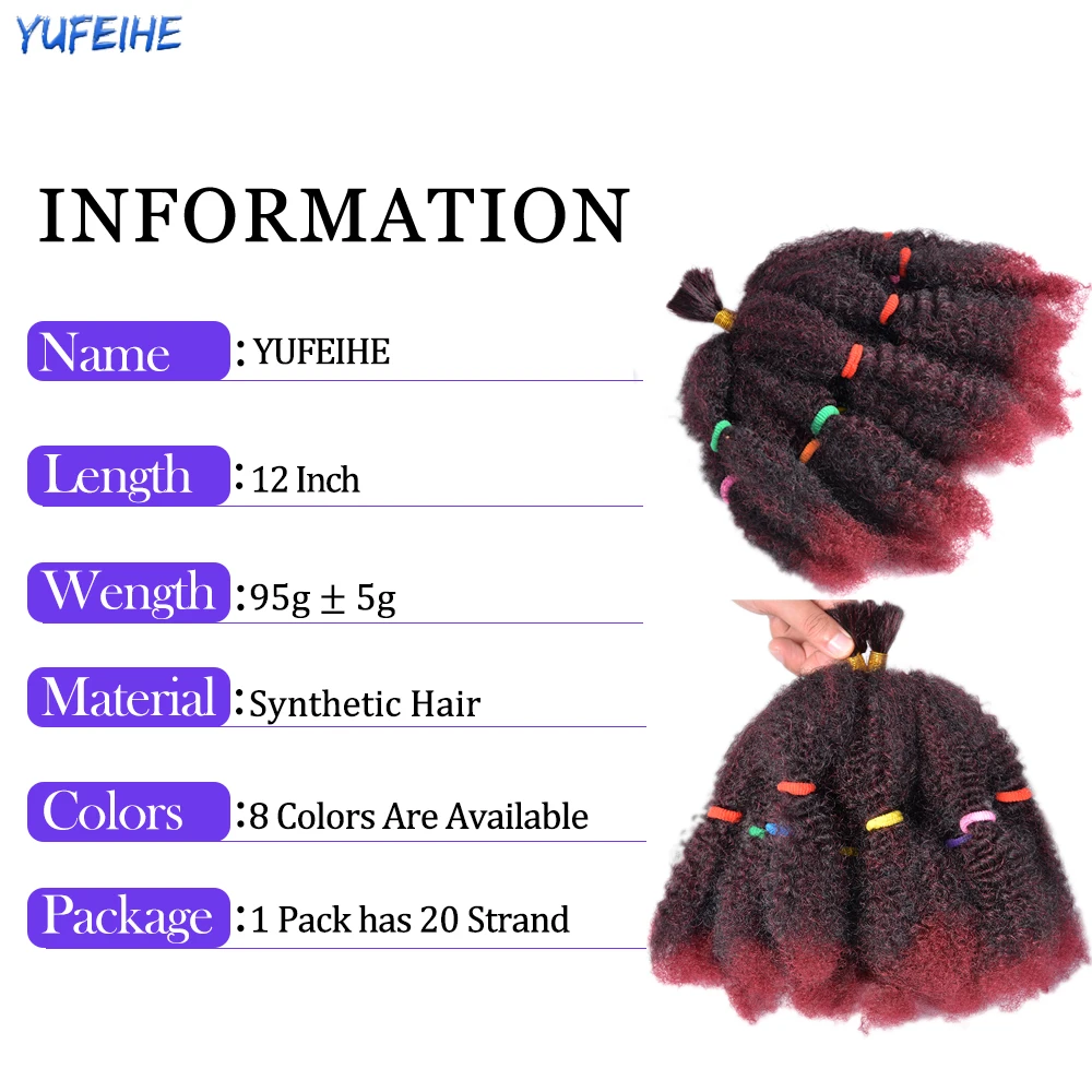 12-дюймовые волосы Marley Синтетические афро кудрявые косички вязаные крючком