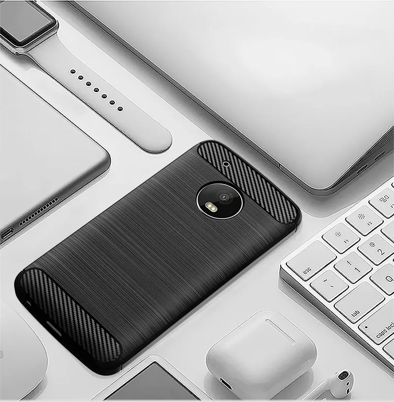 Чехол для Motorola Moto G5 G5S Plus Мягкий бампер из углеродного волокна ТПУ Силиконовая