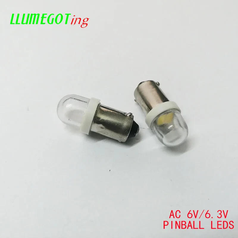 50 шт. BA9S T4W#44#47 Круглый прозрачный купол 2x 5630SMD различные цвета без полярности AC DC 6 в 6,3 В Bally пинбол игровая машина светодиодные лампы