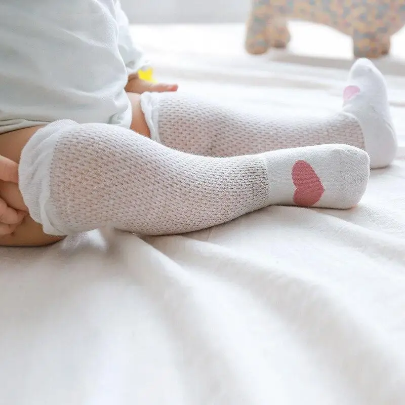 

Summer Thin Baby Knee Cute High Cotton Socks Mesh Breathable Baby Socks Leg Warmer Cartoon Children Infant Socks for 0-3Y