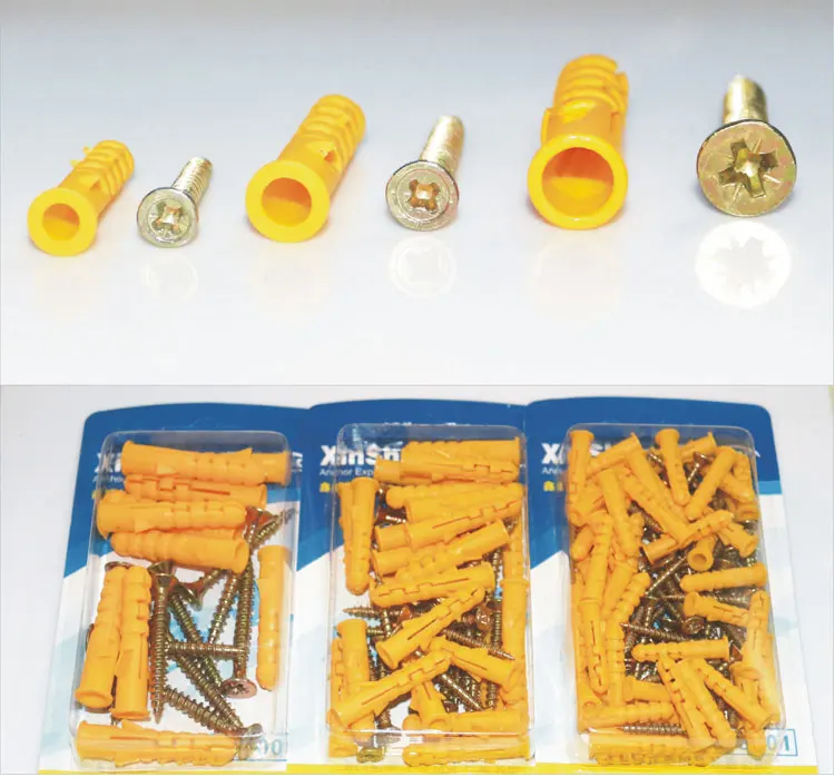 Комплект из 50 штук пластиковых расширительных трубок для крепления в стену размером 6x30мм с винтами на крестообразной головке.