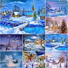 Алмазная 5D картина сделай сам, полноформатные Стразы, зимний Снежный пейзаж, мозаика для вышивки крестиком, наборы для домашнего декора