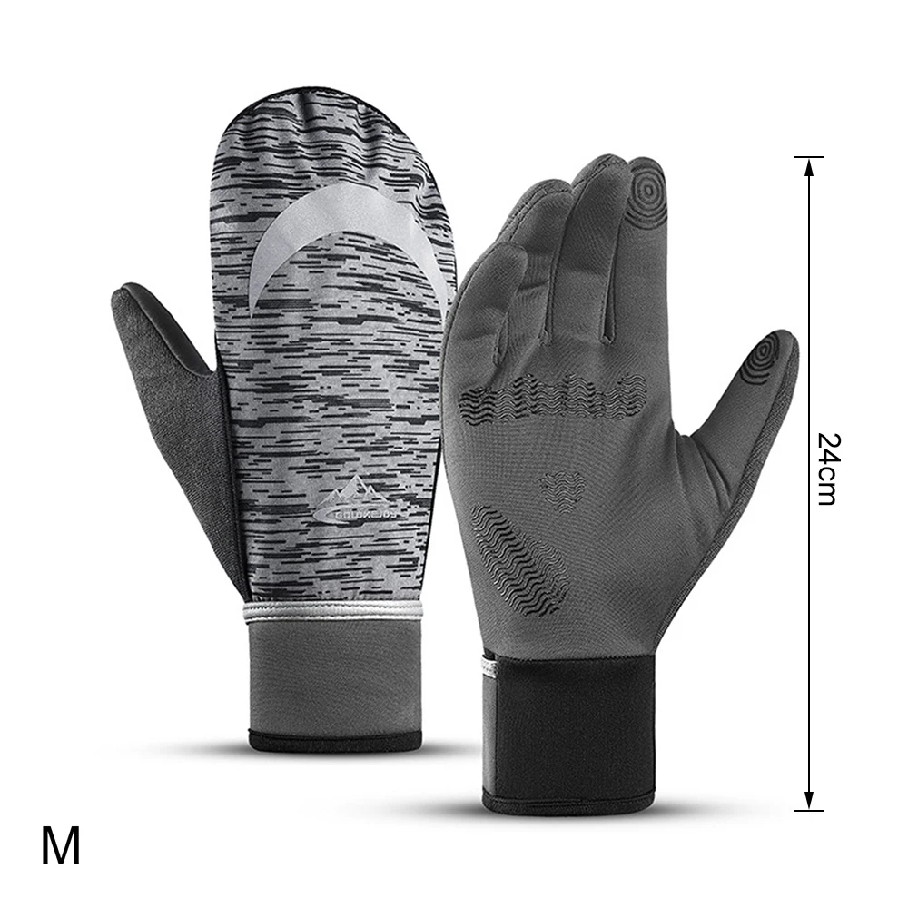 

Golovejoy 1 Pair Winter Ski Mittens Sports Waterproof Reflective Cycling Gloves Unisex Full Finger Thermal Fleece Golves