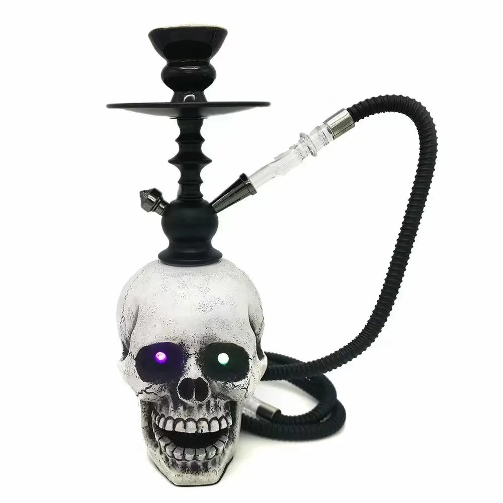 Arab Led Light Skull Shisha Complete Large Resin Hookah Set Tobacco Smoking Pipe Narguile Accessories For Party Bar Ktv enlarge