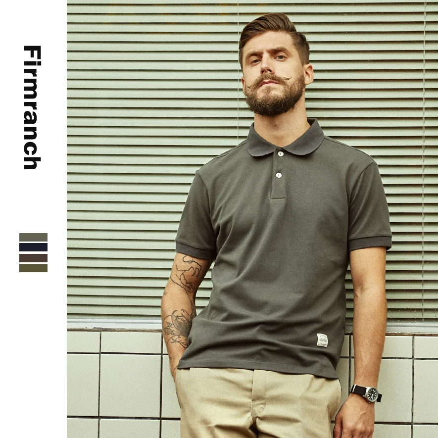 

Firmranch 2021 Polo T-shirt For Men/Women Basic Tee Short American Vintage Cotton Classic Summer Moto Loose T-shirt Large