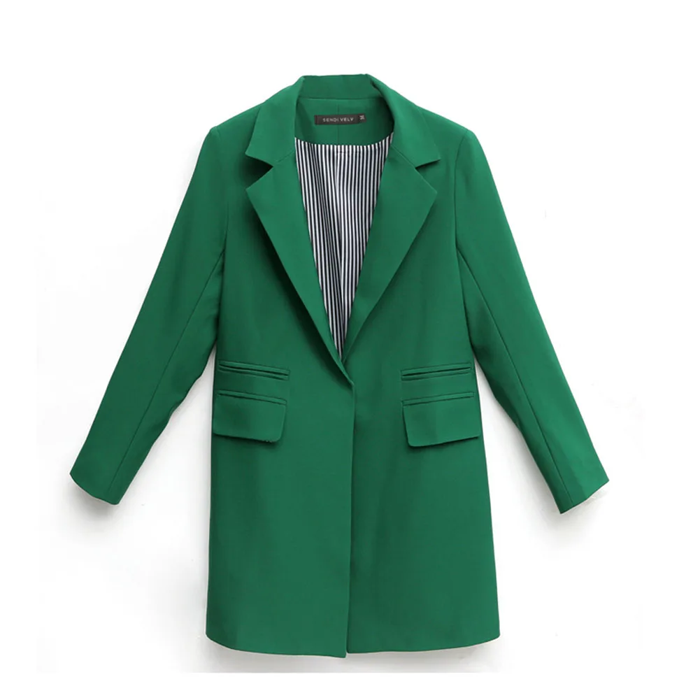 Женский блейзер с длинным рукавом повседневный Однотонный черный или зеленый