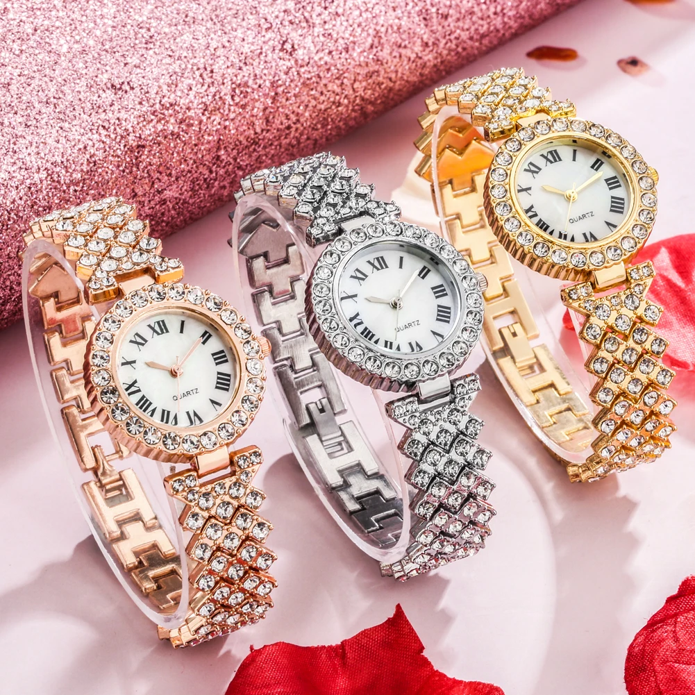 

Fashion Women's Quartz Watch Alloy Strap Diamond Bracelet Watch European and American Style Women's Watch
