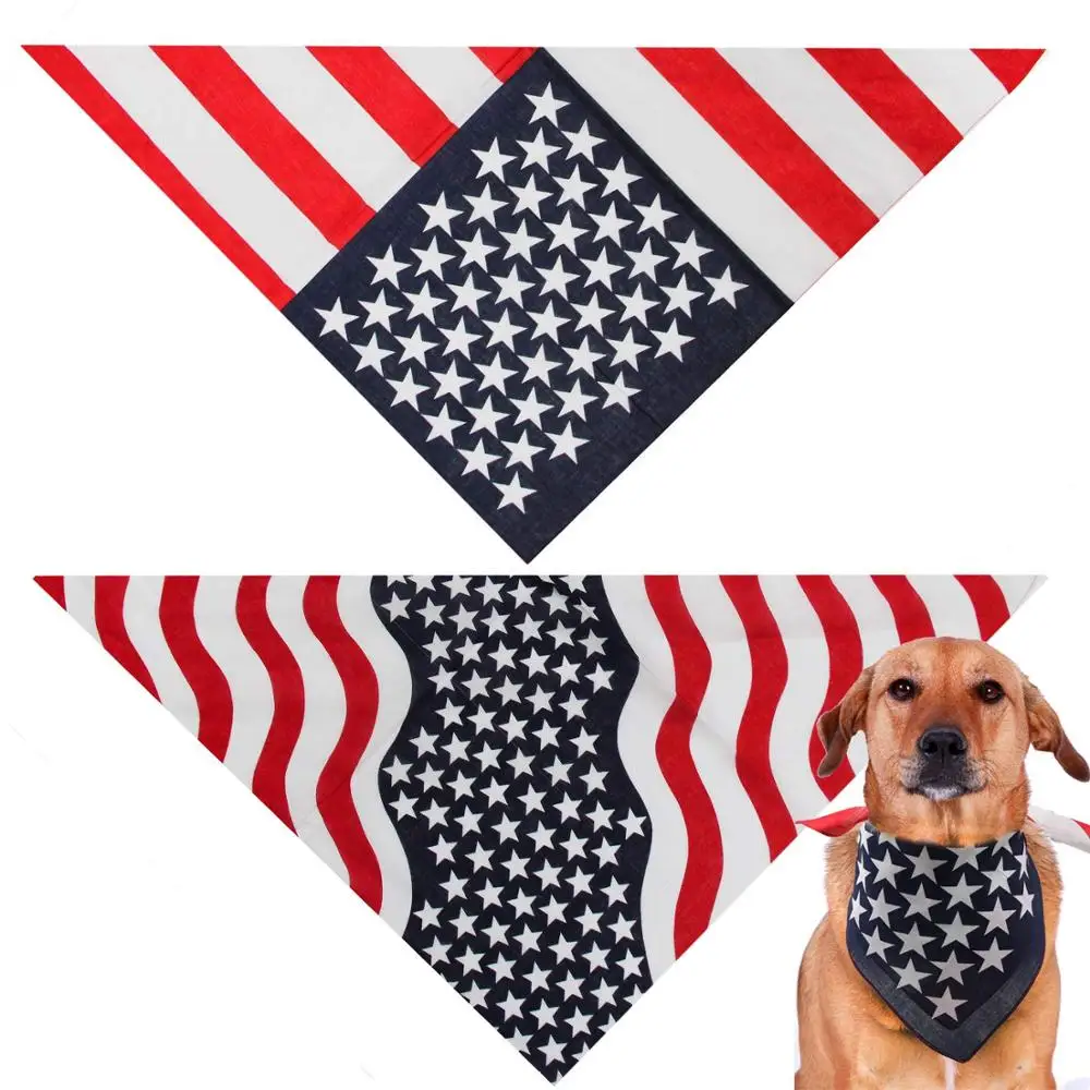 Хлопковая бандана для собак с американским флагом моющийся шарф квадратной