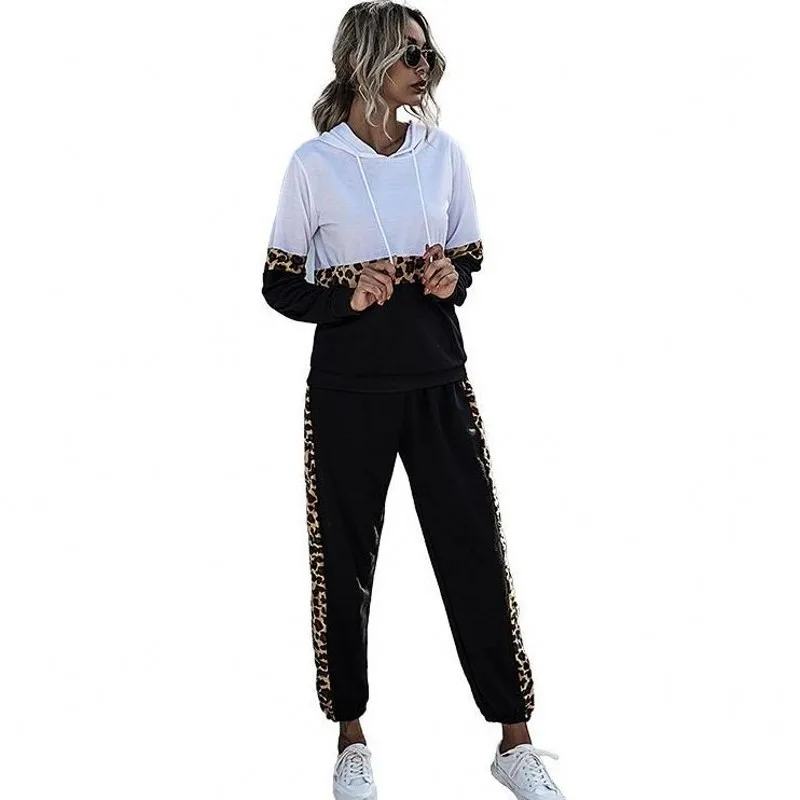 

Hooded Sweater + Trousers Two-Piece African Casual Women's Sports Pants Suit Autumn Leopard Print Fashion Slim African Clothing