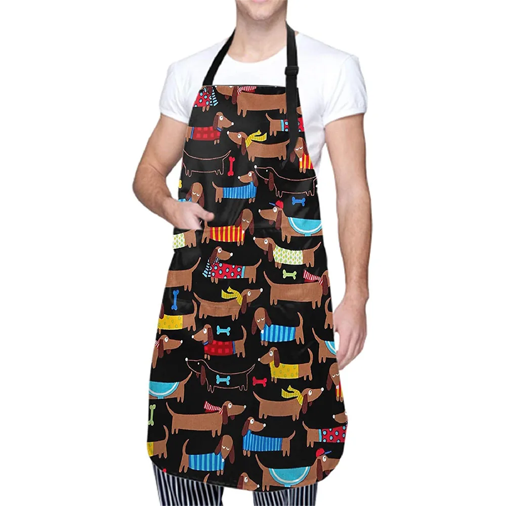 

Dachshund hot dog kitchen apron with 2 pockets, home decor, gardening, barbecue, chef, cooking, male, female apron apron