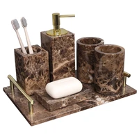 marbles bathroom accessories set bath toiletries soap dispenser dish toothbrush holder rack gargle cup tissue box wedding gifts