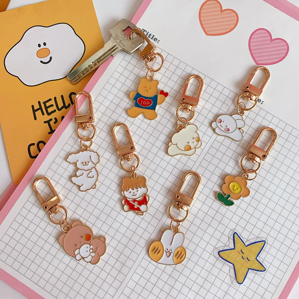 

Ins Cartoon Cute Metal Key Buckle Curly Dog Rabbit Creative Key Management Children's Fun Girl Bag Decorative Key Accessories