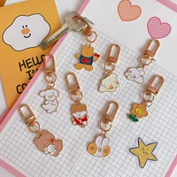 ins cartoon cute metal key buckle curly dog rabbit creative key management childrens fun girl bag decorative key accessories