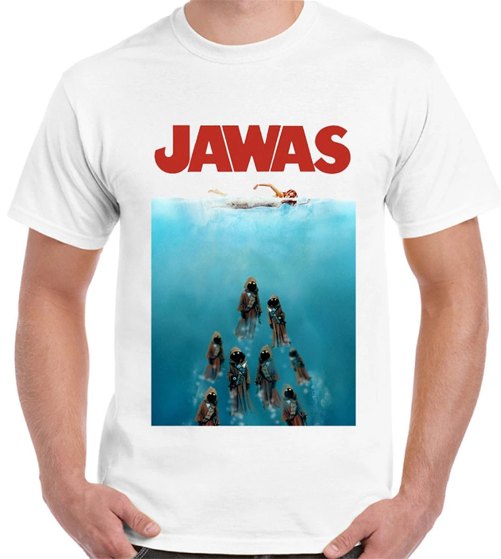 Мужская футболка с принтом Звездные войны Jaws Parody Винтажная в стиле унисекс |