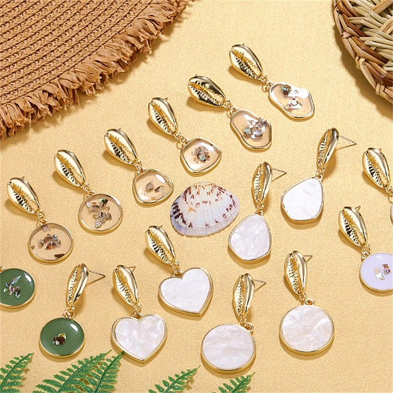 Модные Винтажные акриловые серьги-гвоздики в виде ракушек висячие серьги для