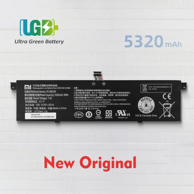 Аккумулятор UGB для ноутбука Xiaomi Mi Air 13 3 дюйма новый оригинальный аккумулятор R13B01W