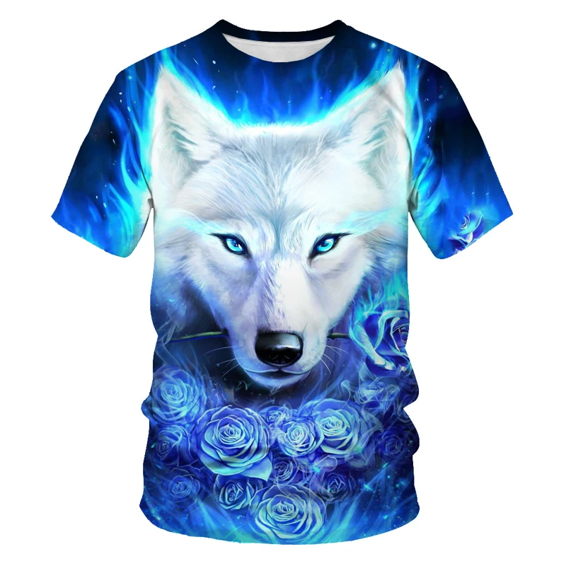 

Summer new animal style fox pattern 3D printing personality casual men's T-shirts beautiful T-shirts