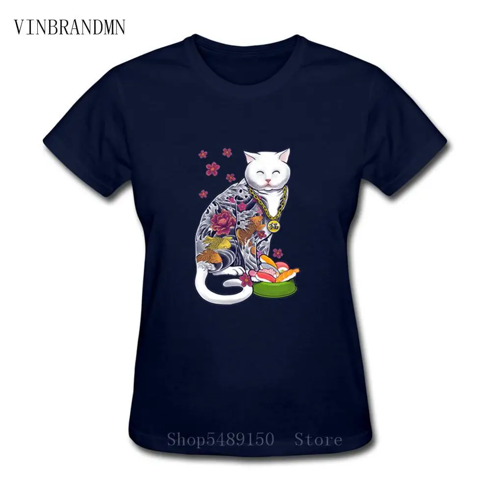 2020 забавные японские якудза котенок Футболки женские летние хип хоп