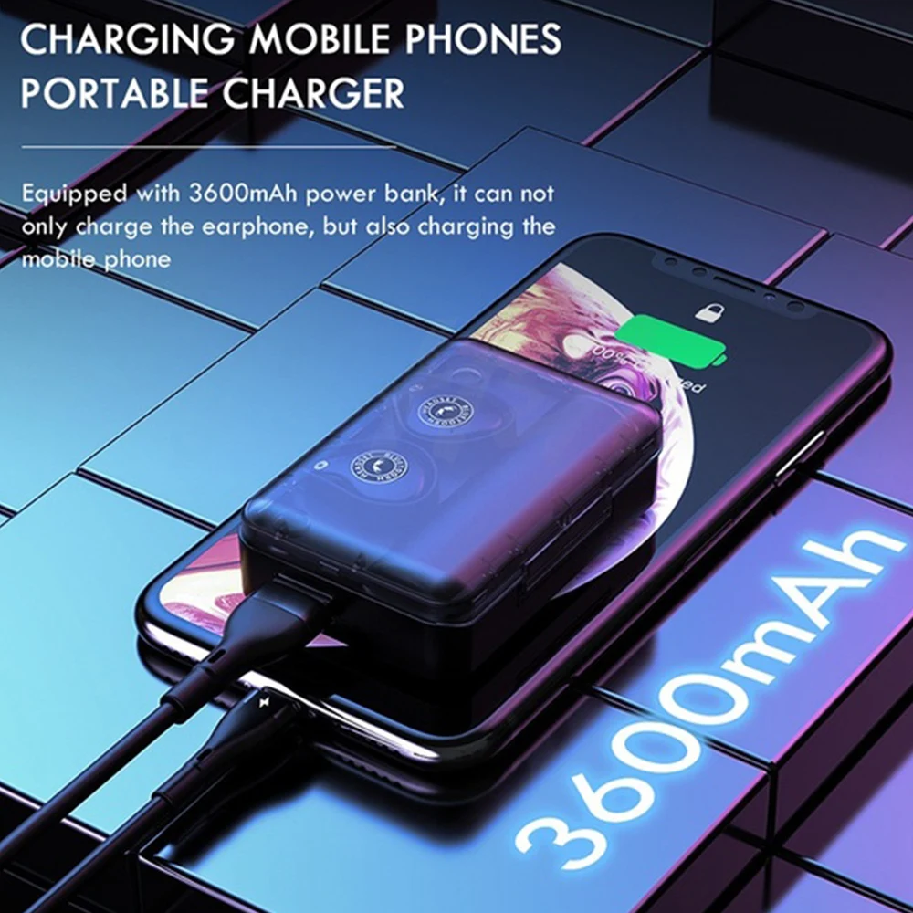 XS Plus TWS Bluetooth 5 0 наушники Беспроводной с 3600 мА · ч зарядный чехол громкой связи Hi-Fi