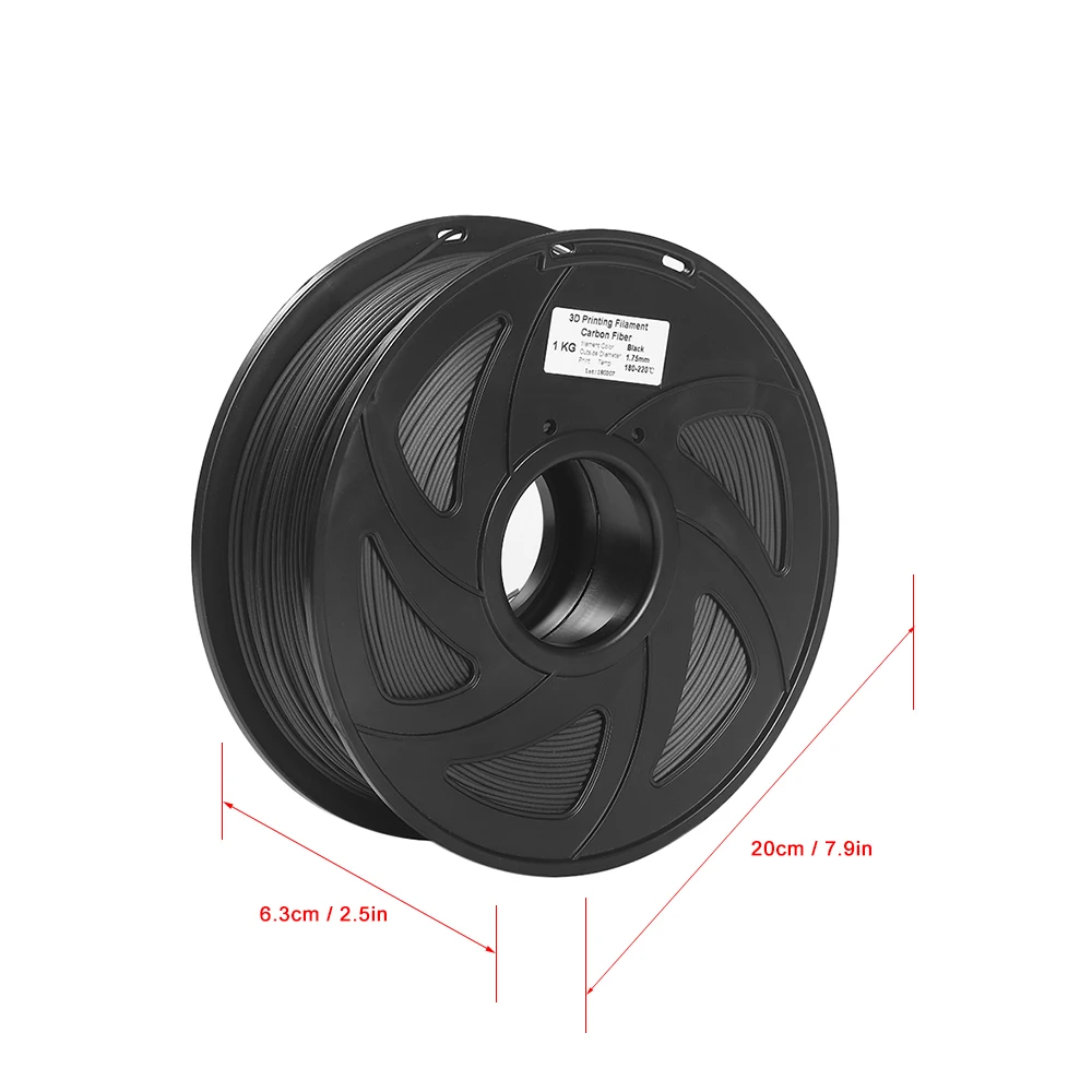 3D Printer Filament Carbon Fiber + PLA 1.75mm 1kg Spool Dimensional Accuracy  +/- 0.02mm