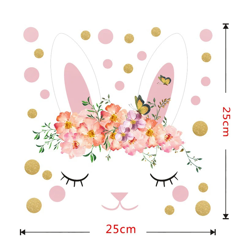 

2 Pcs Easter Graffiti Wall Sticker Cartoon Rabbit Home Decor Removable DIY Decal for Wall Window Decor Children Bedroom Living R