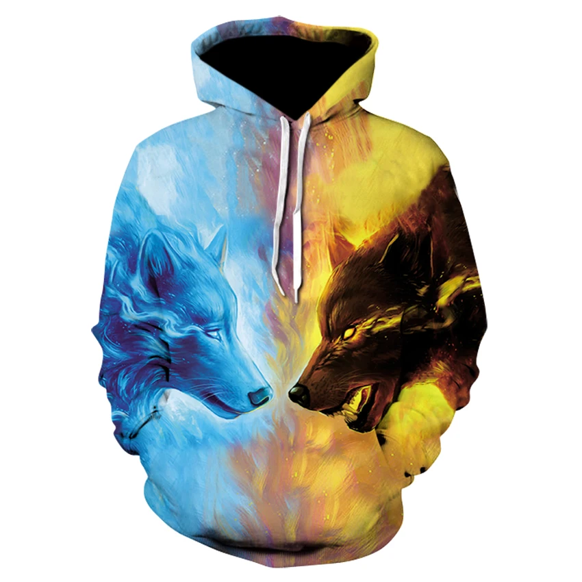 Космической галактики 3D толстовки для мужчин/женские листья и Лев толстовка с