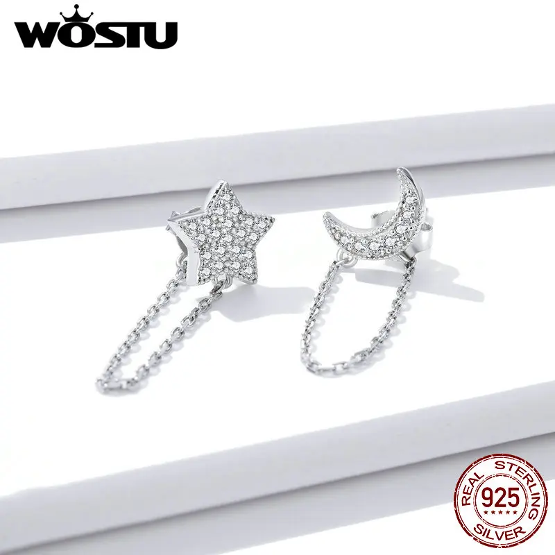 Женские серьги-подвески WOSTU Длинная кисточка из стерлингового серебра 925 пробы с