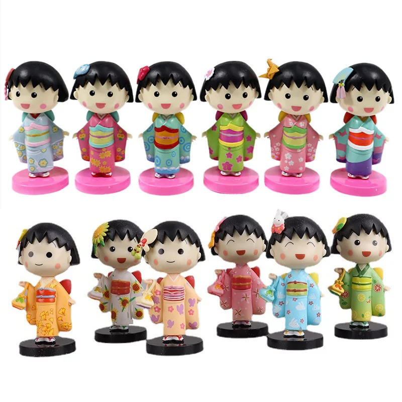 Кимоно с ручной росписью Chibi Маруко-тян экшн-фигурка из ПВХ аниме брелок подвеска