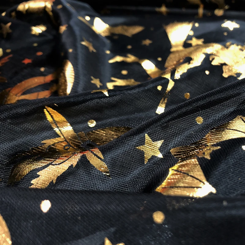 1 м * 5 ткань для Хэллоуина пэчворк Бронзирующая полиэстер стрейч трикотажная