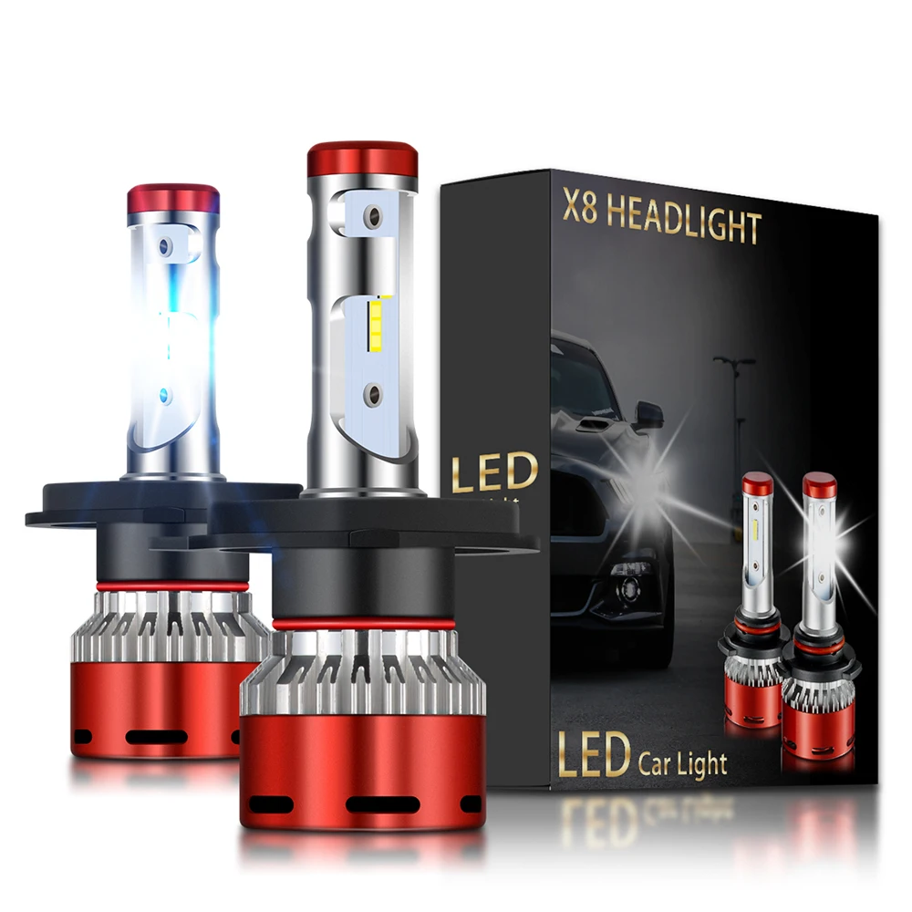 H4 светодиодный фары лампы Conversion Kit 9003 HB2 Hi/короче спереди и длиннее сзади) луч 12000LM