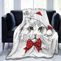 merry christmas funny cat navajo cubre throw blanket 3d printed blanket couch bedroom decorative