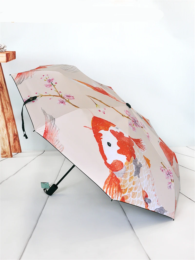 Creative Japanese Style Anime Fish Printed Cosplay Prop Sun Rain Folding Umbrella Sunshade for Boy Girl Gift 1pcs | Тематическая