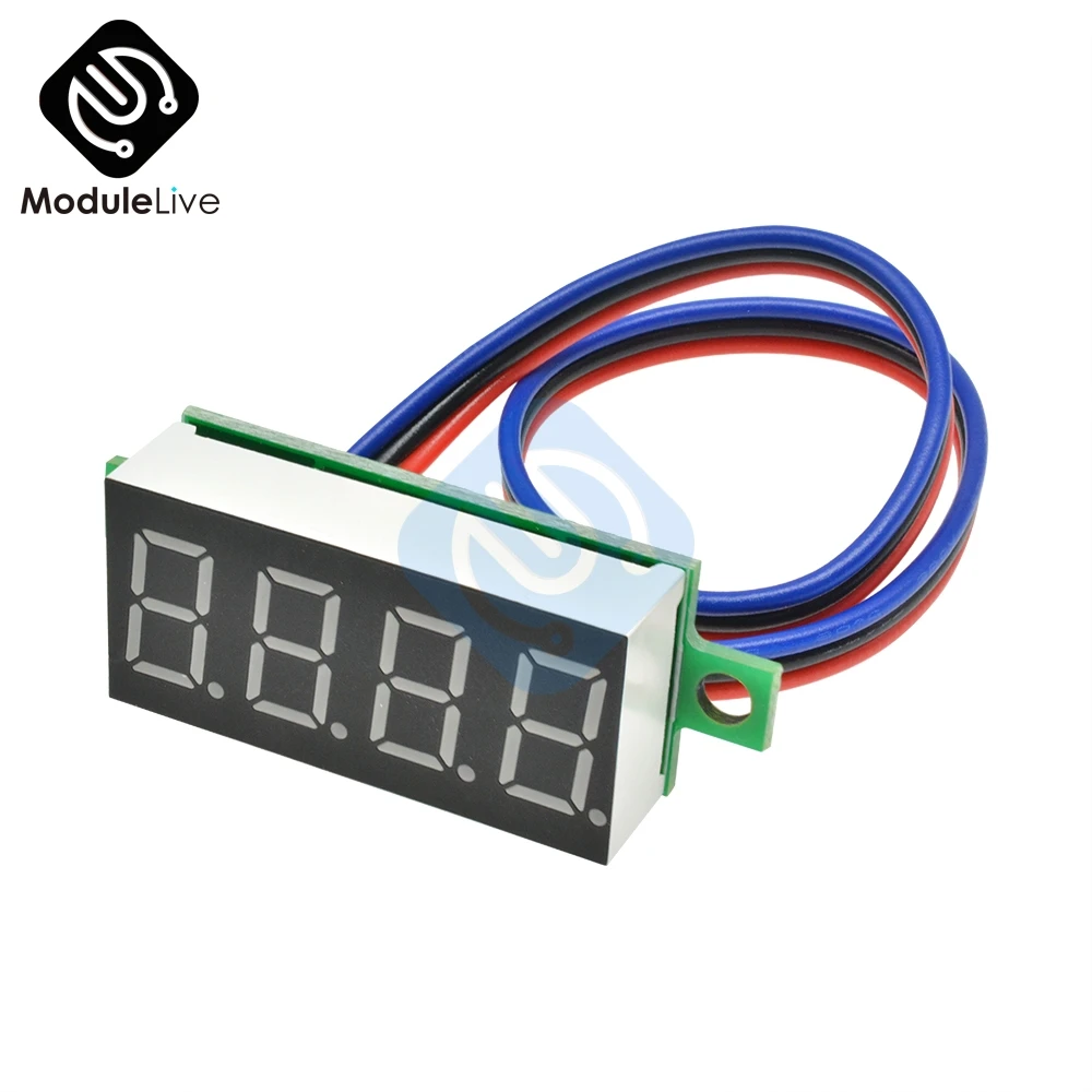 0.36 inch 0.36'' Mini Digital Voltmeter Volt Voltage Meter LED Panel Electric Voltage Tester 3 Wires 12V 24V 48V DC 0-100V 4 Bit