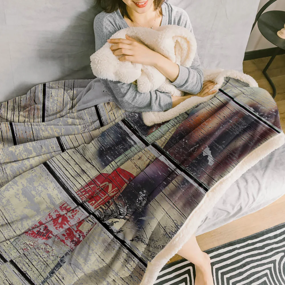 Зимнее Двухслойное кашемировое покрывало из овечьей шерсти в деревенском стиле