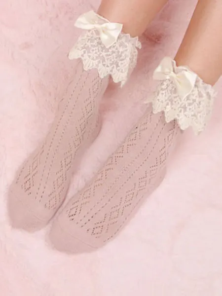 Lolita Socks Bows and Lace Patchwork Student Cotton Sweet Style | Тематическая одежда и униформа