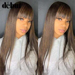 Дебютные прямые человеческие волосы, парики с челкой Омбре P42730, бразильские 100% Человеческие волосы Remy, волосы 28 дюймов, дешевые полные парики, бесплатная доставка