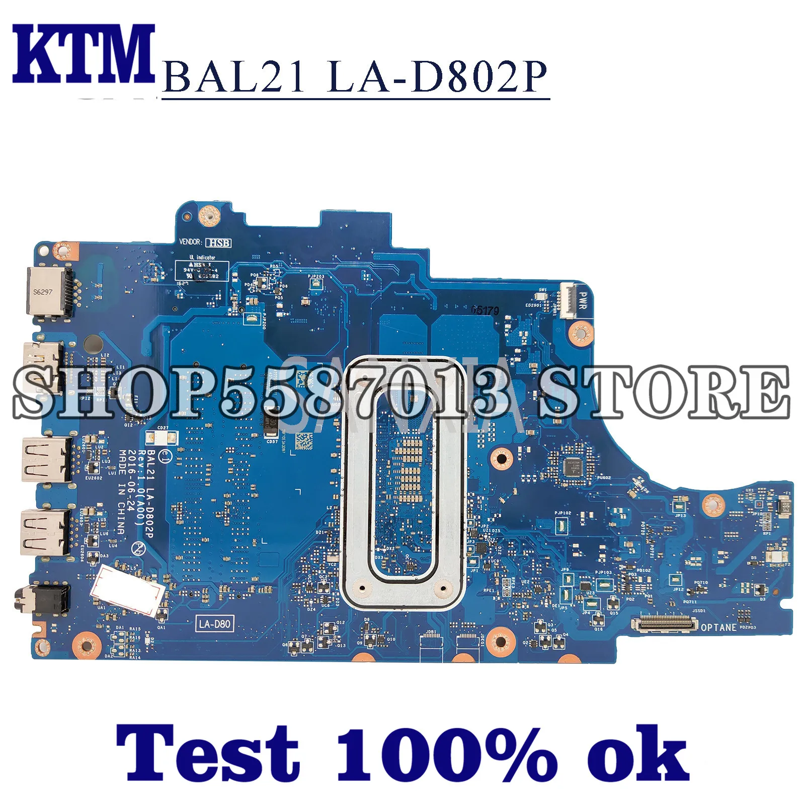 

KEFU LA-D802P Laptop motherboard for Dell Inspiron 15-5567 17-5767 original mainboard I7-7500U UMA