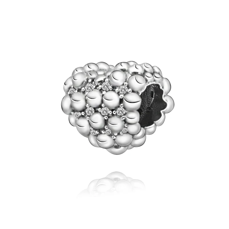 

2020 Valentine New 100% 925 Sterling Silver Beads Beaded Sparkling Heart Charm fit Original pandora Bracelets Women DIY Jewelry