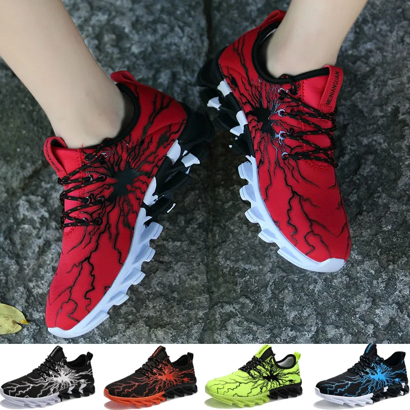 

Summer Fashion Casual Shoes Men Breathable Lightning Pattern Lace-up Outdoor Sports Running Man Sneakers Trainers Cushioning New