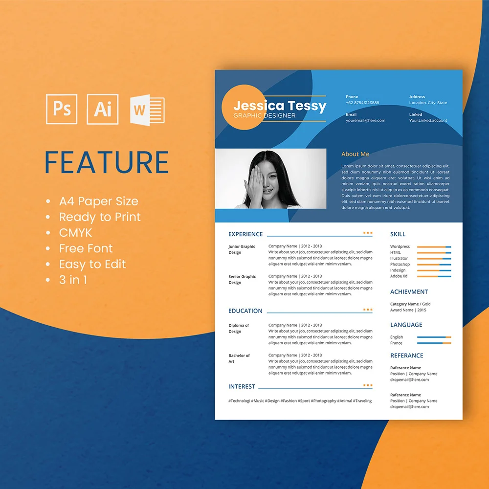 

9 Themes CV Resume Template Word Illustrator and Photoshop for PSD Ai Docx Templates