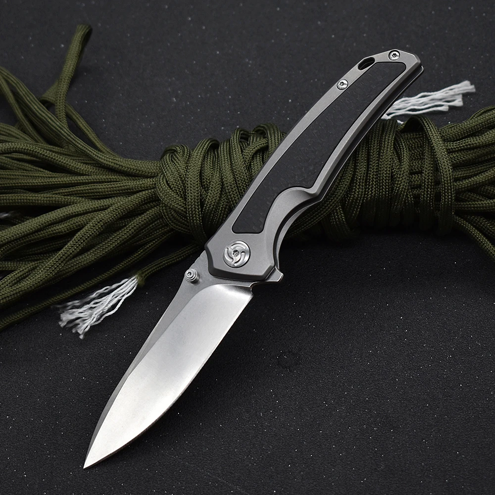 Титановая ручка из углеродного волокна M390 сталь TC4 с клипсой складной карманный