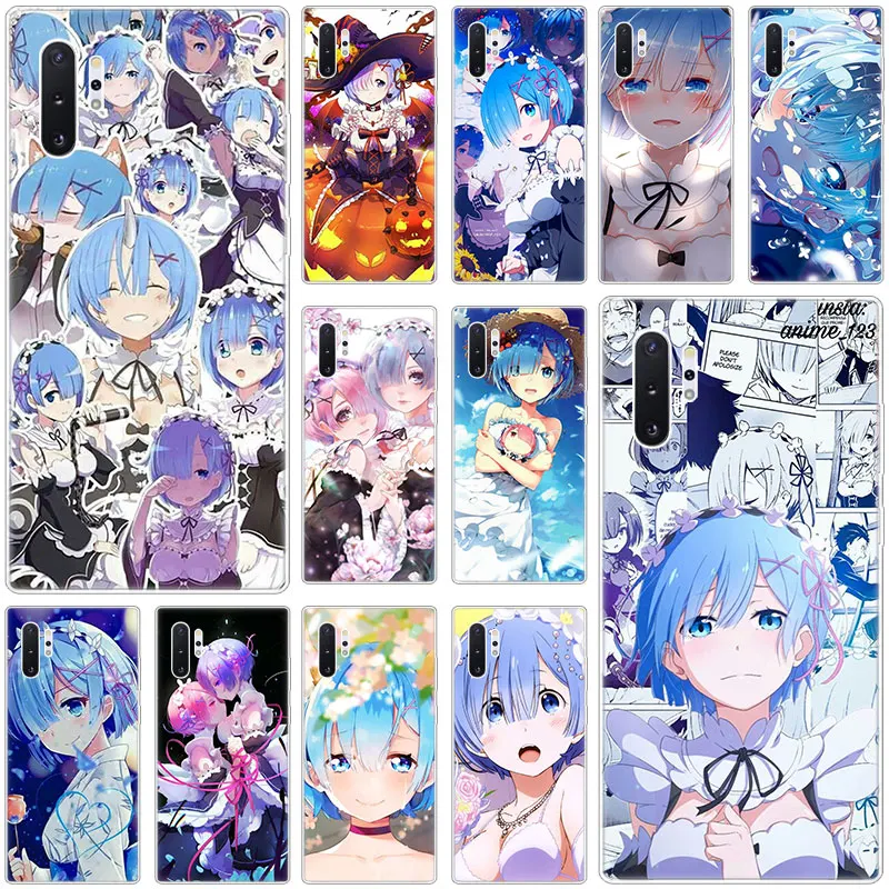 Чехол с аниме Re ZERO Ram Rem в другом мире для Samsung Galaxy S10E S10 5G S9 S8 S7 Edge Note 10 Plus 9 A9 A8 A7 A6