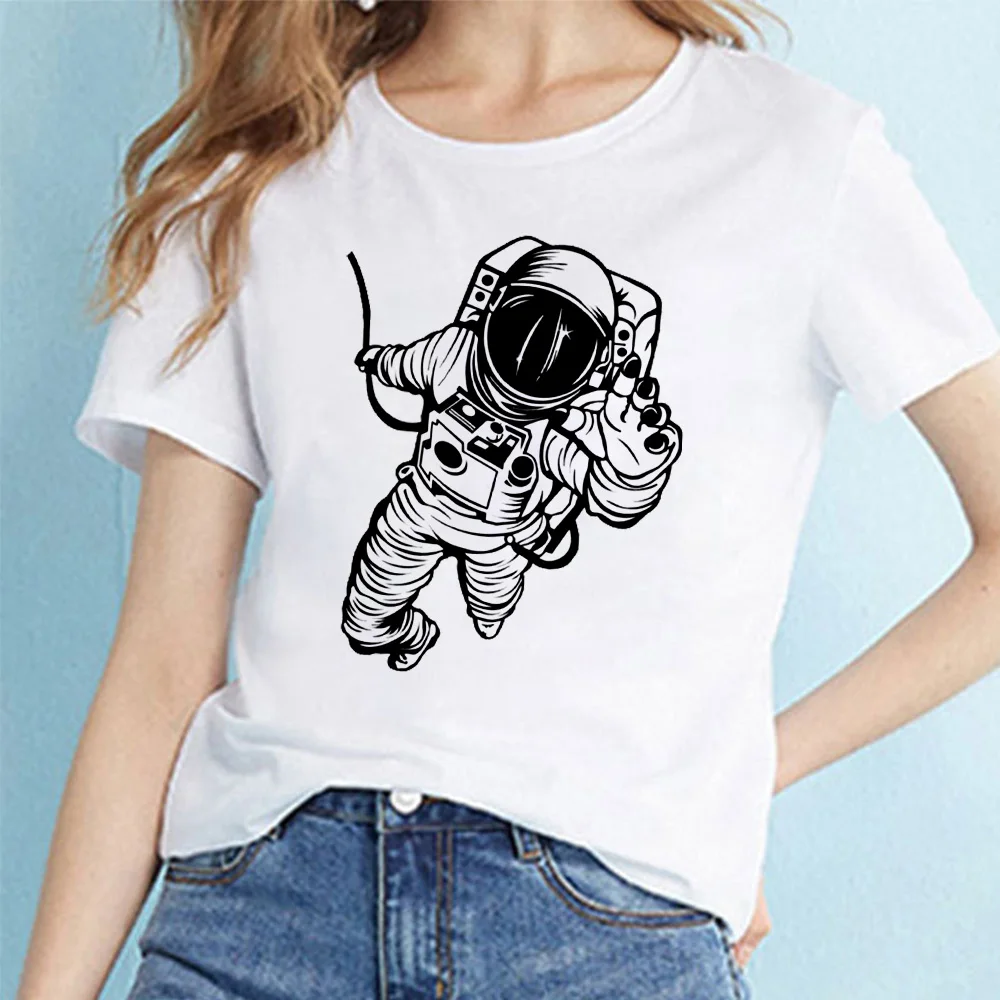 

Women T shirt astronaut Print Fashion Ladies Tee shirt Clothes Graphic Female Womens T-Shirt Top Sumemr Casual Female T-shirts