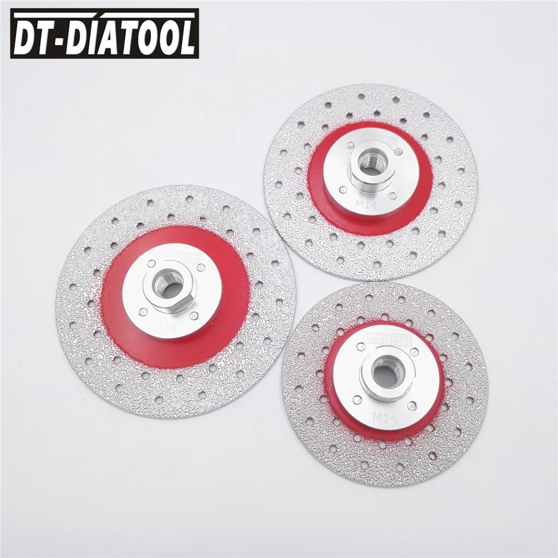 DT-DIATOOL 1pc M14 or 5/8-11 Thread Vacuum Brazed Double Side Coated Diamond Cutting Grinding Wheel For Cut Shapen Grind Smooth