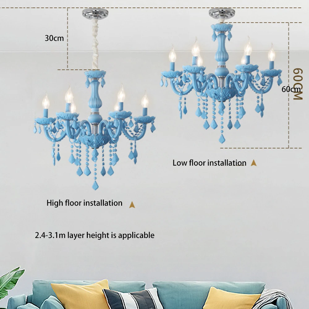 

Modern chandelier kids room chandeliers Bedroom Children Nursery princess hanging lamp Indoor house Sky Blue Color girls room