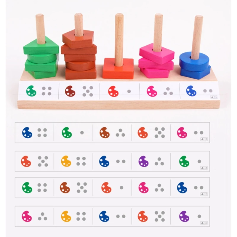 

Интерактивная игрушка C5AA, деревянный Штабелируемый блок, блок для стимуляции радуги, головоломка, игра, креативная сортировка, игра-головол...