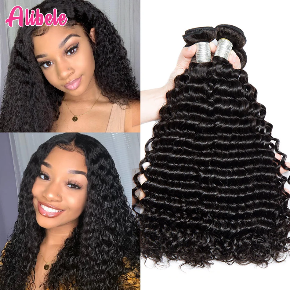 3 4 пучка малазийские глубокие вьющиеся волосы 10 28 дюймов Remy человеческие ткет