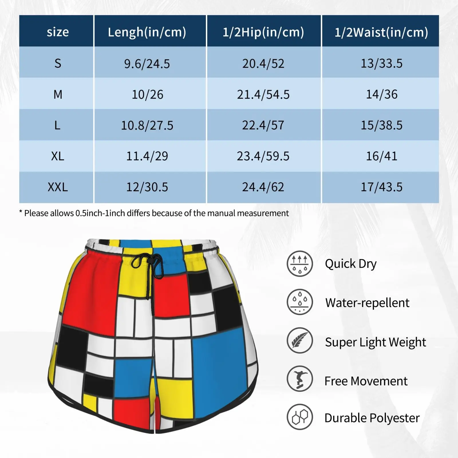 

Mondrian Painting Swim Shorts 2113 Beach Shorts Mondrian Mondrian Painting Mondrian Mondrian Blue Red Yellow