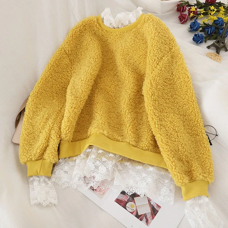 

Women Candy Colors Sweaters Fashion Autumn Winter Warm Mohair O-Neck Pullover Long Sleeve one
